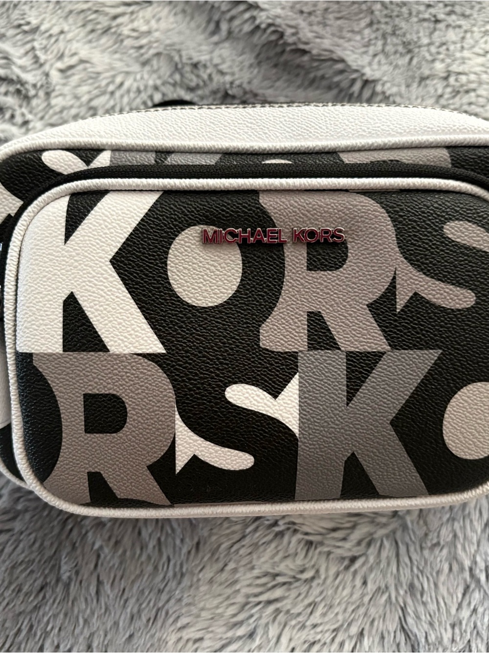 Michael Kors Black, White & Gray Logo Print Crossbody